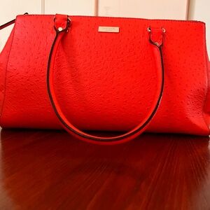 Kate Spade New York Wellesley Ostrich Martine in Flame Orange